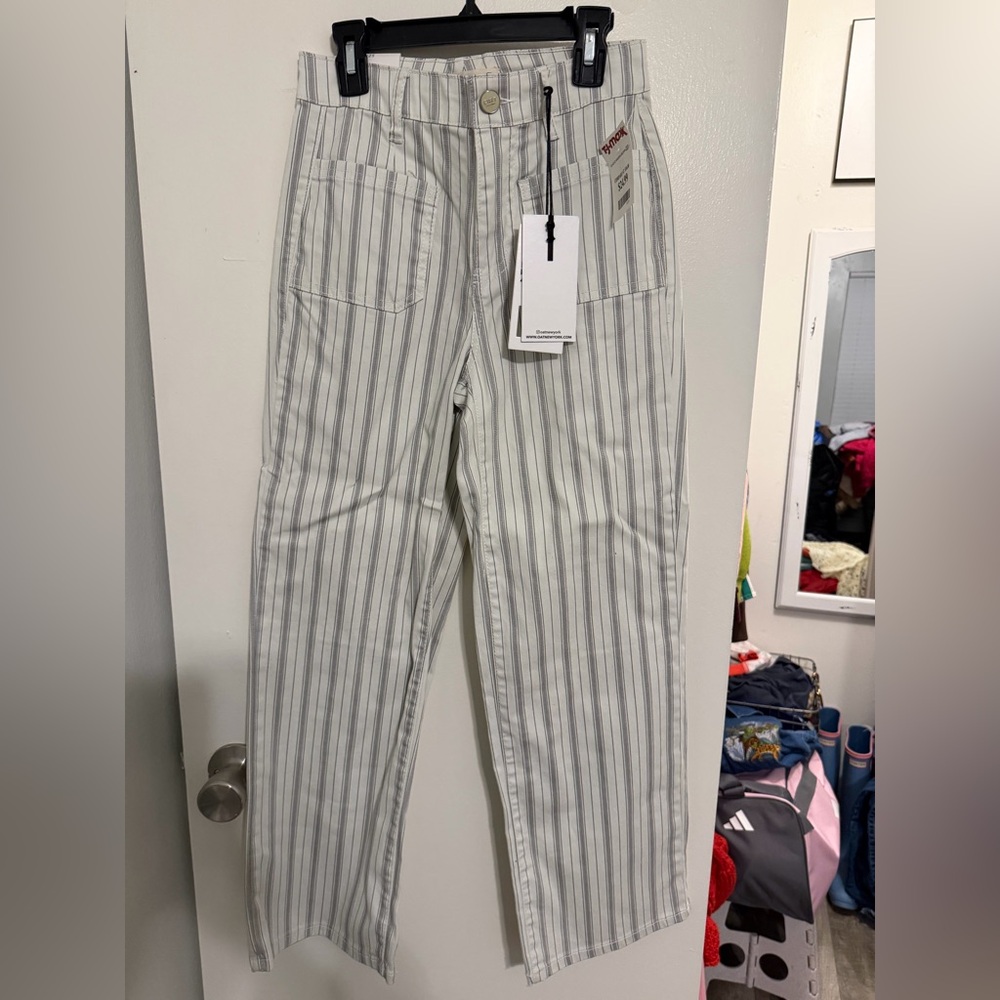 T.J.Maxx Striped Ankle Pants - White and Gray
